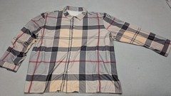 Men’s 6XL Gray Beige Plaid Button Front Shirt Long Sleeve Lightweight Stretch