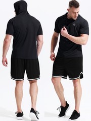 NELEUS Men’s Running Shirt Mesh Workout Athletic Shirts with Hoods,5084,3 Pac…