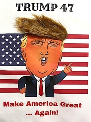 Funny Cartoon Donald Trump 47 T-shirt (with hair in option)