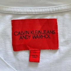 Calvin Klein Jeans Andy Warhol Portrait Graphic T-Shirt White Size L Rare