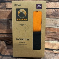 Brahma Mens 2 Pack Pocket Tee Shirt 2XL XXL Relaxed Fit Moisture Wicking Work T