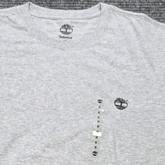 Timberland Graphic T-Shirt Men’s Size Medium Gray Back Letters Cotton Casual New