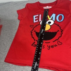 Sesame Street Elmo Shirt Tulle Skirt and Scrunchie 3 Piece Outfit Girls Sz 6/6X