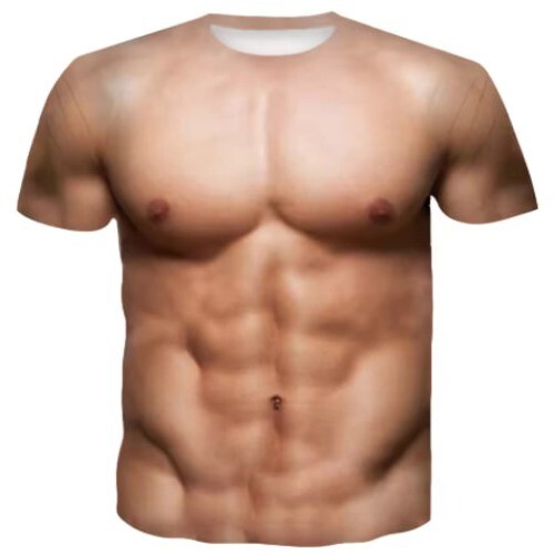 Funny Muscle T-Shirts Muscular 3D Print Streetwear Men Women Sport Casual