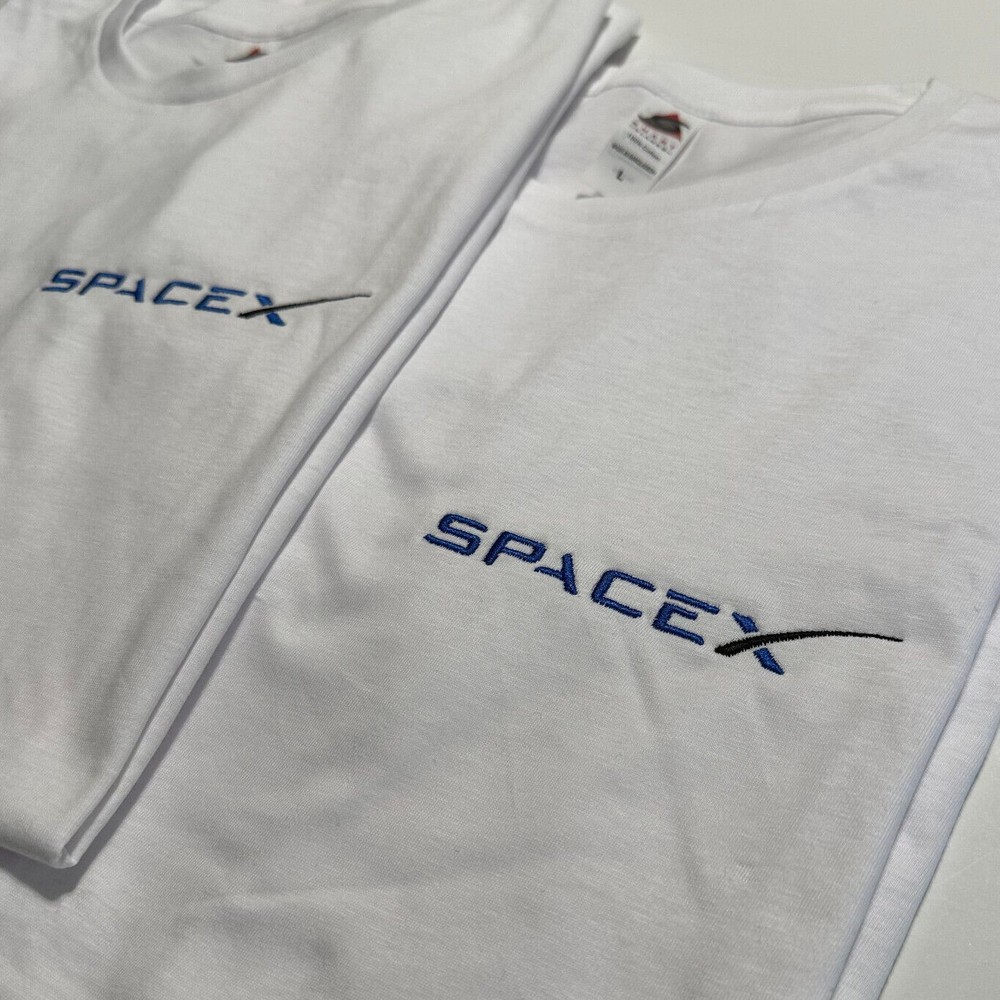 SpaceX Stitched T-Shirt NASA Elon Musk Tesla Space X Embroidery StarShip BFR
