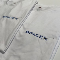 SpaceX Stitched T-Shirt NASA Elon Musk Tesla Space X Embroidery StarShip BFR