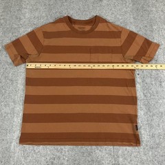 Patagonia Organic Cotton Mid-Weight Pocket Tee Shirt Brown Stripe Mens L Skate
