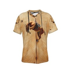 Western Bucking Bronco Horse , Men’s Cowboy T-shirt, Front & Back Image Print.