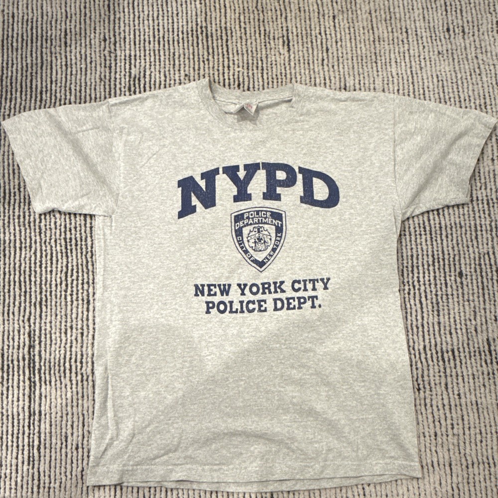 Vintage 2000s NYPD T Shirt Mens Size Medium Gray Navy New York Police Cop 00s