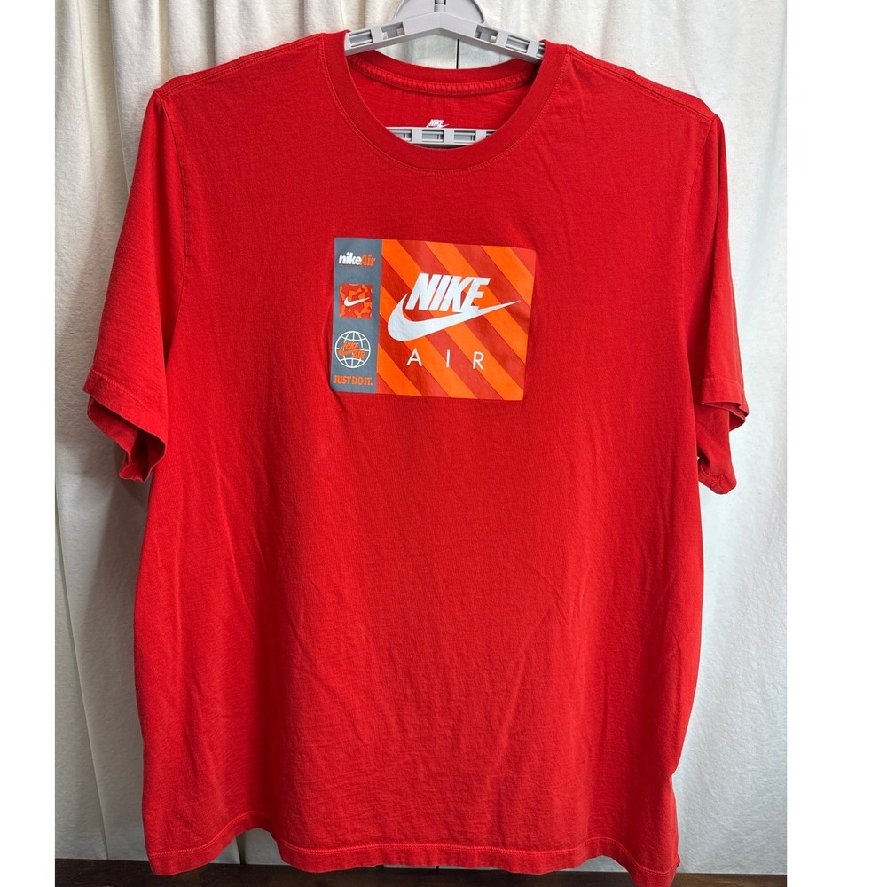 Nike Air Cotton Crewneck Sportswear T-Shirt Graphic Logo Red Men’s Size 3XL-T