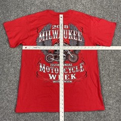 Suna Mens Milwaukee Motorcycle Rally T Shirt 2018 Red Short Sleeve Size Large