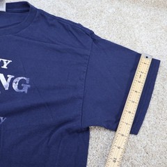 Gildan Mens Large Drinking Shirt Graphic Tee Navy (see photo for flaw)