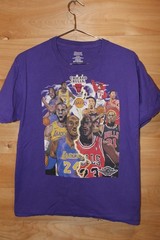 Vintage Lakers vs Bulls NBA T Shirt Hanes Beefy-T M Purple Kobe Jordan Shaq