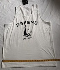 Defend Paris Peace Kitson Graphic Sleveless White Tank ” Defend Gay Right” Sz XL