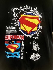 Superman Licenced T-Shirt, Front/Back Screen Print Graphics, Men’s Size L, NEW