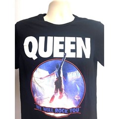 Queen Rock Band Music Mens Black Graphic T-Shirt Medium Stretch Freddy Mercury