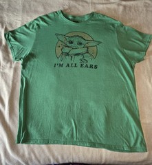 Star Wars Grogu Baby Yoda Im All Ears T Shirt Mens Size XL Green Graphic Tee