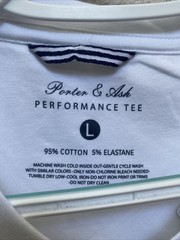 NEW Porter & Ash Men’s Large White Performance Tee V-Neck T-Shirt NWT