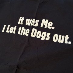 Gildan T-Shirt Black Large Black Funny Dog Quote It Was Me. I Let The Dogs Out.