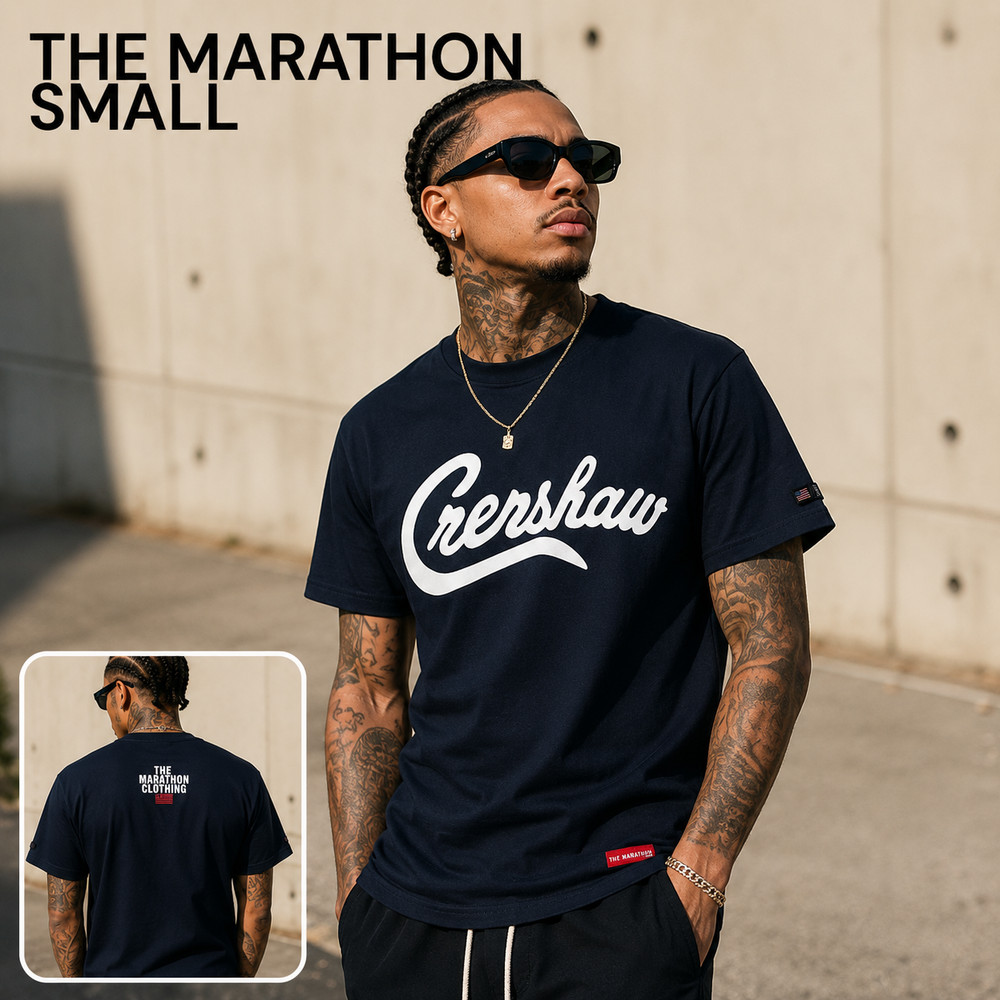 The Marathon Clothing Crenshaw Logo Nipsey Hussle T-Shirt Blue – Size Small (S)