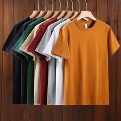 Mens summer fashion white cotton short-sleeved T-shirt pure color