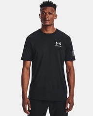New UA Under Armour Freedom Flag Graphic T-Shirt in Black/Steel – Size M L XL
