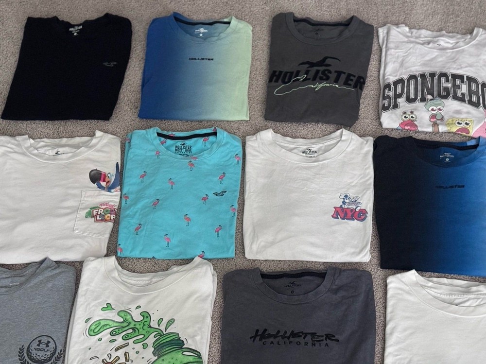 Hollister Brand, Men’s Tee Shirts, Sz Small Clothing, Short Sleeve Bundle