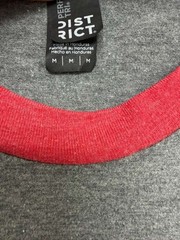 District Perfect Tri T-Shirt Mens Size M Heather Gray Red Collar Trim T Shirt