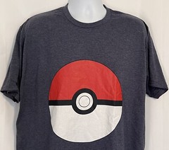 Pokemon T-Shirt Poke Ball Adult Classic Red & White Logo Dark Gray New XL