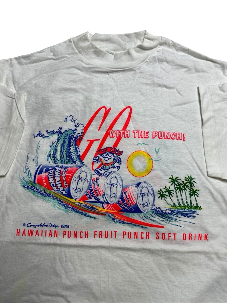 Vintage 80s Hawaiian Punch Cartoon Retro Causal Essential Tee T-Shirt Large