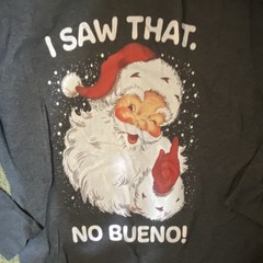 Port & Company Santa Claus Graphic Men’s Gray Long Sleeve T-Shirt Size M