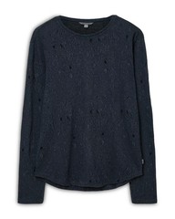 John Varvatos Collection Men’s Vera Distressed Jacquard Textured Crew Tee Navy