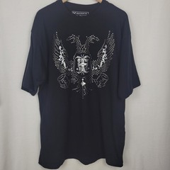 Avirex Mens XL Black Studded Double-Headed Eagle Graphic T-Shirt Y2K Streetwear