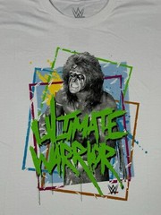 Ultimate Warrior T-Shirt Men’s WWE Wrestling White Neon Size Large NEW