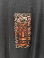 Vintage Guess Jeans USA T Shirt XL Black Tribal Tiki Graphic Y2K Streetwear
