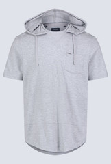 Buffalo David Bitton Men Katoni Short Sleeved Hooded T-Shirt Heather Grey Size M