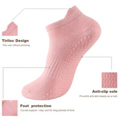 Pilates Grip Socks for Women – Non-Slip Yoga Crew Socks (5 Pairs