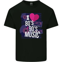 I Love 80s 90s Music Pop Rock Acid House Mens Cotton T-Shirt Tee Top