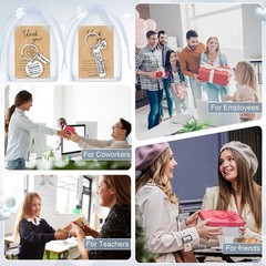 144 PCS Thank You Keychains, Bulk, Bags, Cards, Employee Appreciation Gift