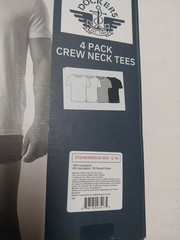 Dockers Mens M 38-40 White Gray Black Premium Cotton Crew Neck T-Shirts 4 Pk