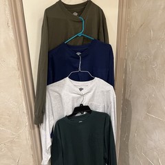 Dickies Long Sleeve T-Shirt – Large Cotton Lot Of 4, Green, Blue, White, Olive