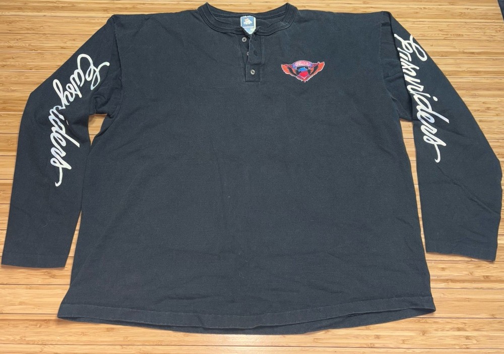 Vtg Easyriders Rodeo Tour 94 Henley Script Sleeve Faded Boxy XXL Single Stitch