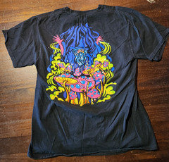 ALAB Black Magic Mushroom T-Shirt Med Neon Psychedelic Blacklight Wizard Graphic