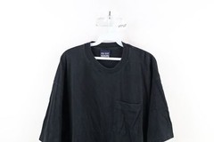 Vintage 90s Streetwear Mens 2XL Faded Blank Pocket T-Shirt Black Cotton USA