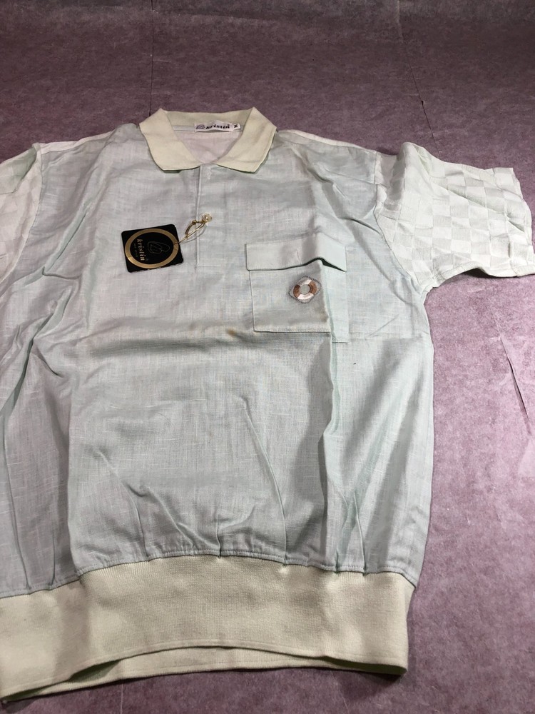 Polo Shirt, ligth green with fitted waist and chest pocket, size M