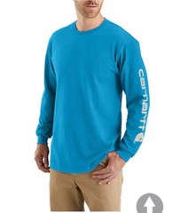Carhartt Mens M Loose Fit Long Sleeve T-Shirt Blue Sleeve Logo K231 Workwear