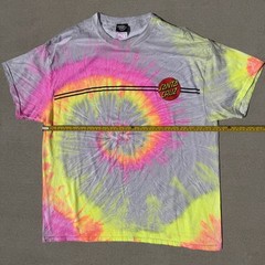 Santa Cruz Tie Dye T Shirt Men’s XL Skateboards Graphic Back Logo Pink Yellow
