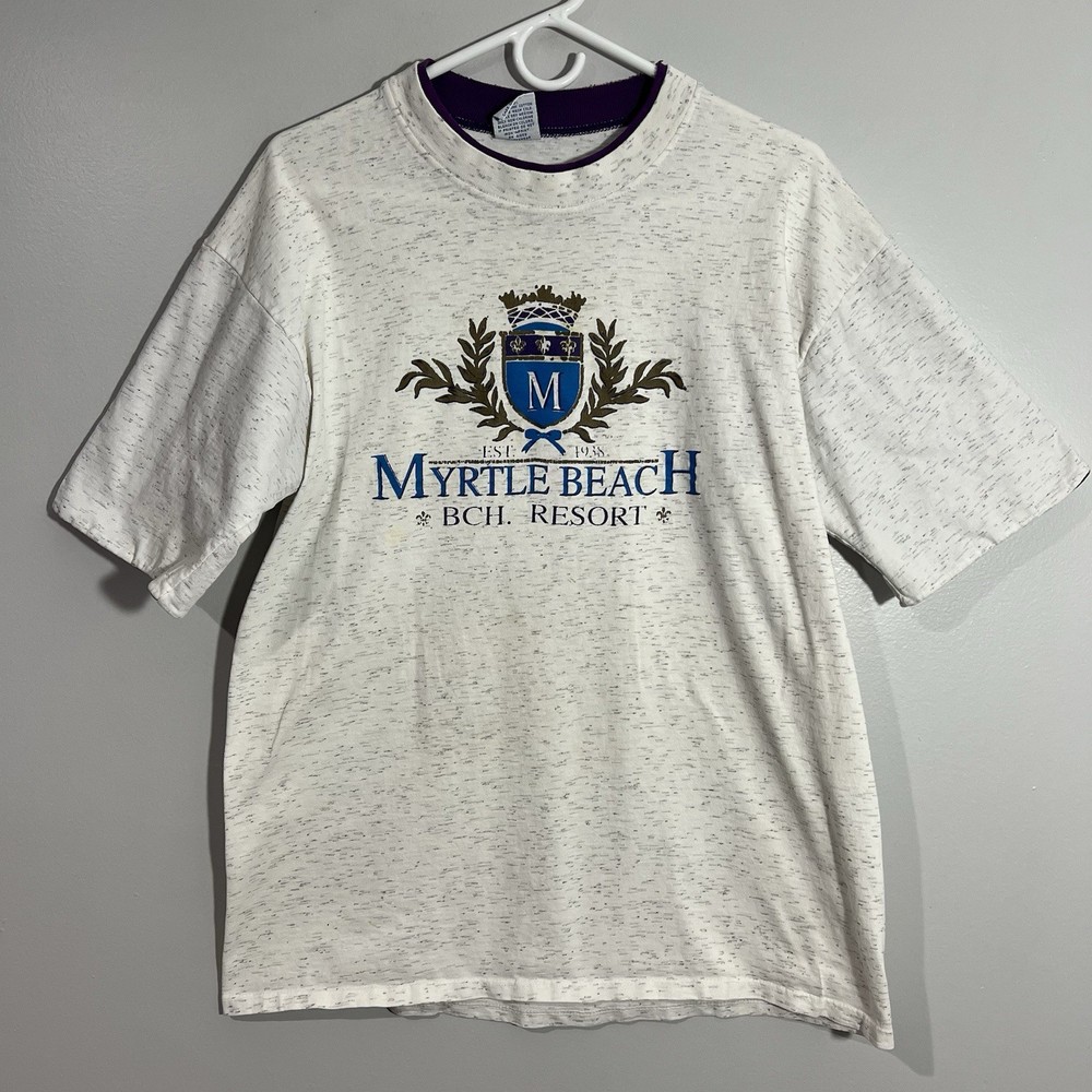 Vintage Cal Cru Myrtle Beach Resort Gray Blue Short Sleeve T-Shirt Adult L/XL