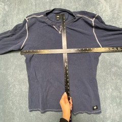 Vans Shirt Mens Medium Navy Blue Waffle-Knit Long Sleeve Round Neck Thermal Tee