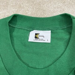 EUC! Vintage 80s Apple Green T Shirt Adult Mens S/M Fit 50/50 Graphic K-Brand